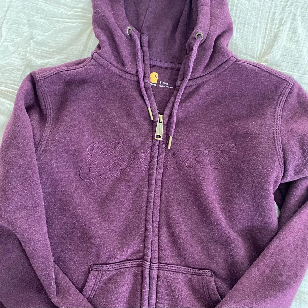EUC 🌾 Carhartt Burgundy Zip Up Sweatshirt - Picture 1 of 6